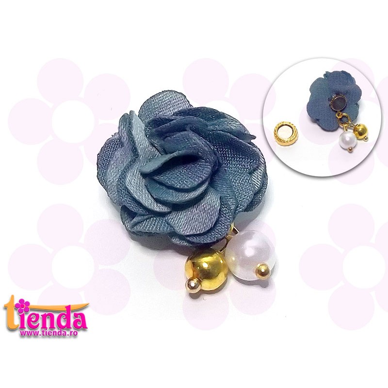Floricică textilă gri-bleu Floricică textilă gri-bleu