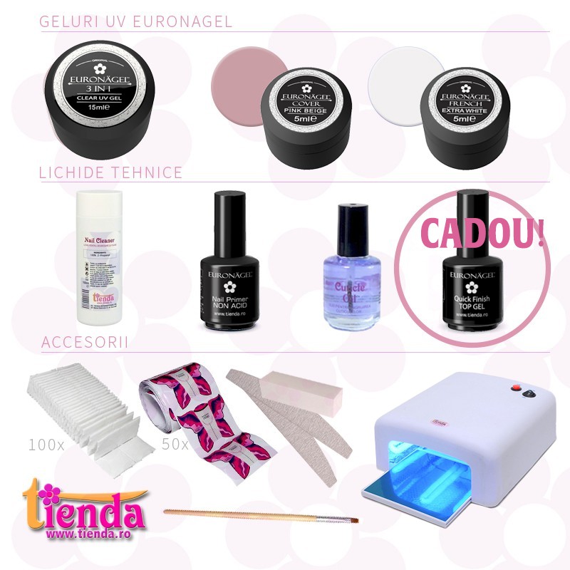 KIT EURONAGEL 1 - cu lampă UV KIT EURONAGEL 1 - cu lampă UV