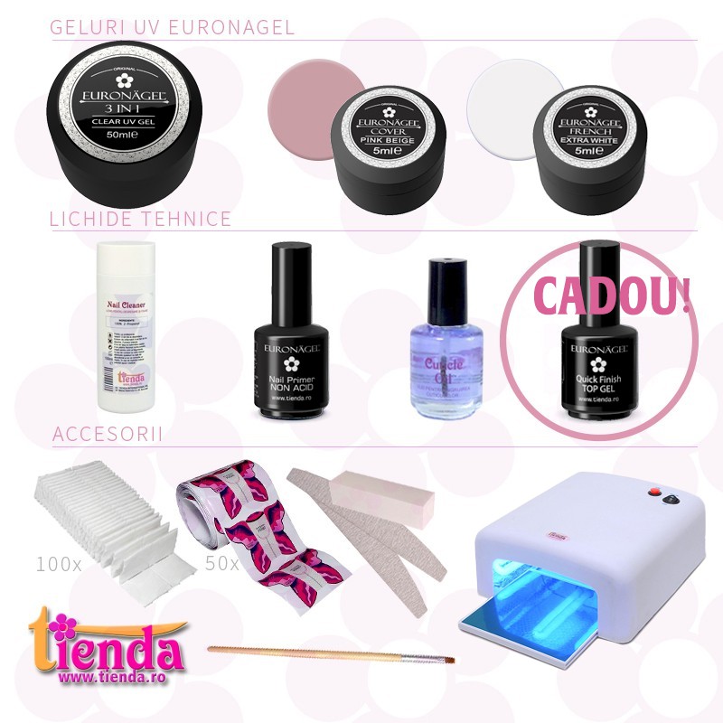 KIT EURONAGEL 3 - cu lampă UV KIT EURONAGEL 3 - cu lampă UV