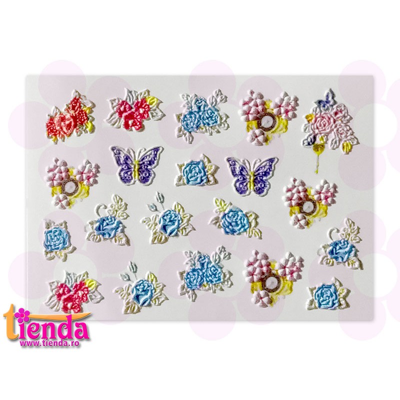 Tatuaj 3D Flori și fluturi 01 Tatuaj 3D Flori și fluturi 01
