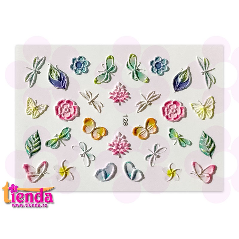 Tatuaj 3D Flori și fluturi 128 Tatuaj 3D Flori și fluturi 128