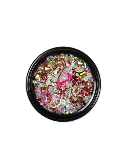 MIX CRISTALE FAȚETATE ROZ SI ORNAMENTE UNGHII