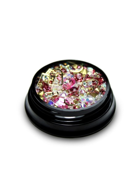 MIX CRISTALE FAȚETATE ROZ SI ORNAMENTE UNGHII