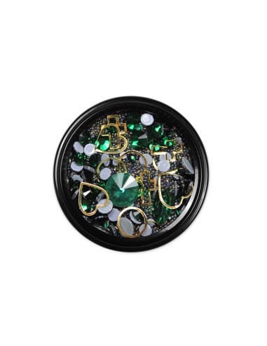 MIX CRISTALE FAȚETATE VERZI SI ORNAMENTE UNGHII