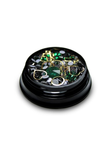 MIX CRISTALE FAȚETATE VERZI SI ORNAMENTE UNGHII