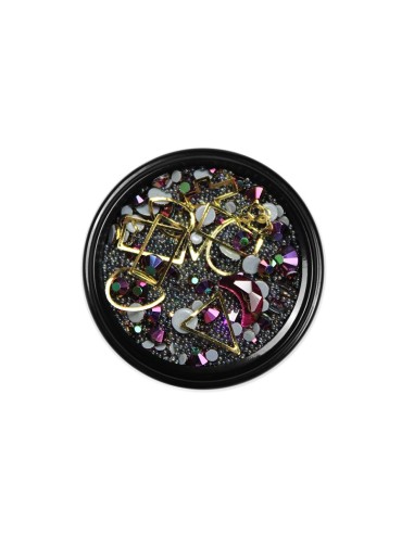 MIX CRISTALE FAȚETATE ALBASTRE SI ORNAMENTE UNGHII