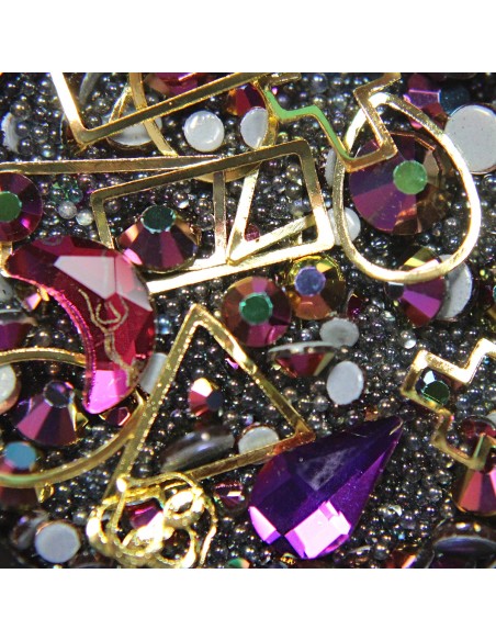 MIX CRISTALE FAȚETATE VIOLET SI ORNAMENTE UNGHII