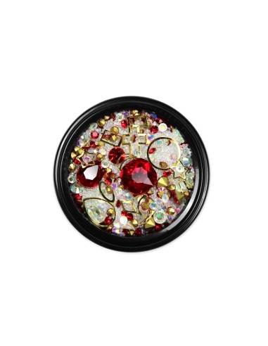 MIX CRISTALE FAȚETATE ROȘII SI ORNAMENTE UNGHII