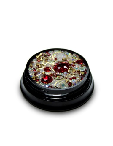 MIX CRISTALE FAȚETATE ROȘII SI ORNAMENTE UNGHII