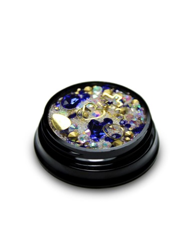 MIX CRISTALE FAȚETATE ALBASTRE SI ORNAMENTE UNGHII