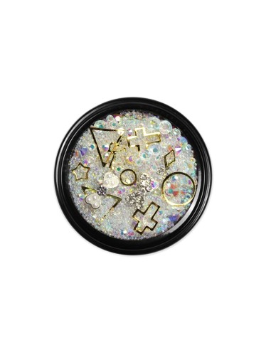 MIX CRISTALE FAȚETATE TRANSPARENTE SI ORNAMENTE UNGHII