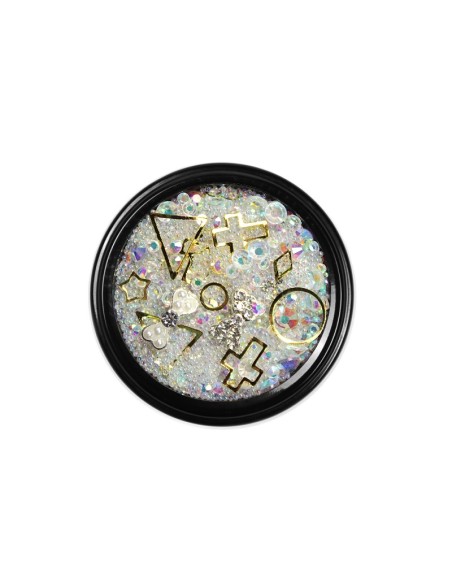 MIX CRISTALE FAȚETATE TRANSPARENTE SI ORNAMENTE UNGHII