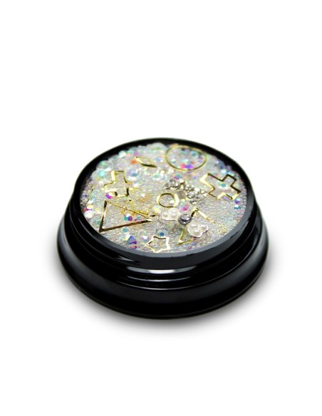 MIX CRISTALE FAȚETATE TRANSPARENTE SI ORNAMENTE UNGHII