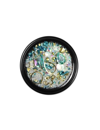 MIX CRISTALE FAȚETATE TURCOAZ SI ORNAMENTE UNGHII