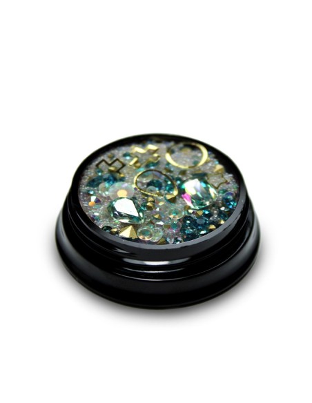 MIX CRISTALE FAȚETATE TURCOAZ SI ORNAMENTE UNGHII