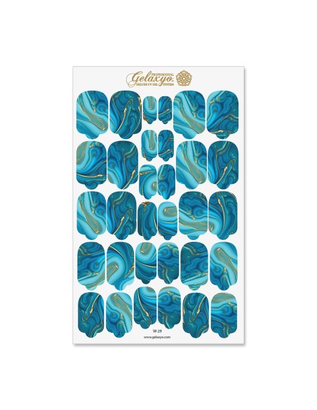 Nail Wraps Gelaxyo - W29 - precious marble - blue