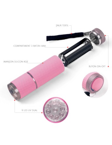 MINI LAMPĂ LED/UV CU ȘTAMPILĂ SILICON