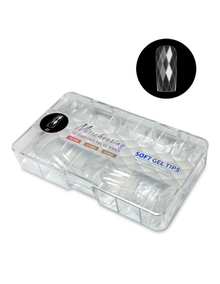 GEL TIPS PĂTRAT TRANSPARENTE MODEL MOZAIC SET 120 BUC