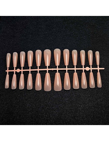 GEL TIPS BALLERINA LONG MILKY PINK SET 24 BUC DIVERSE MĂRIMI