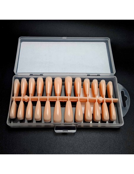 GEL TIPS BALLERINA LONG MILKY PINK SET 240 BUC DIVERSE MĂRIMI