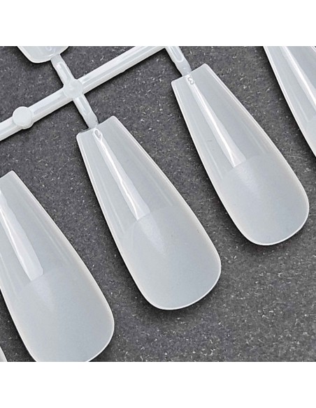 GEL TIPS BALLERINA LONG MILKY WHITE SET 24 BUC DIVERSE MĂRIMI