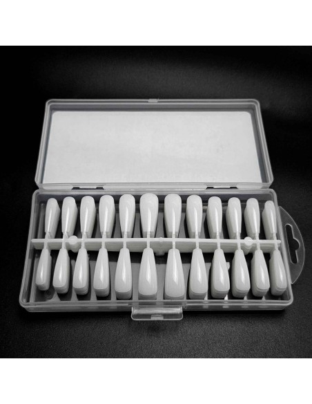GEL TIPS BALLERINA LONG MILKY WHITE SET 240 BUC DIVERSE MĂRIMI