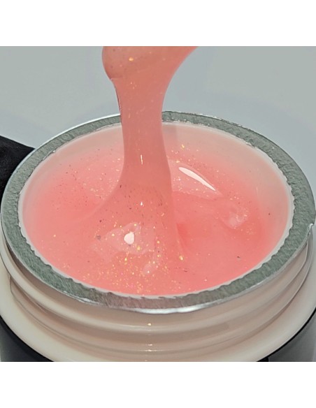 Builder Gel Viva La Tienda – Aurora 07 Sparkling Peach 30ml – portocaliu cu sclipici roz, autonivelant, rezistență ridicată, pentru construcție și extensii cu aspect luminos