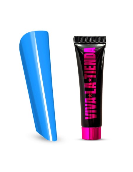Polygel Viva La Tienda – Candy Vibes 17 Blue Lagoon 15ml – albastru electrizant, se pilește ușor, aderență puternică, pentru construcție și modelare cu aspect delicat