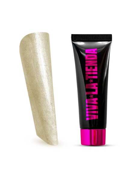Polygel Viva La Tienda – Pearly 10 Champagne Pearl 30ml – auriu deschis perlat, textură cremoasă, pentru manichiuri elegante și ocazii cu strălucire subtilă