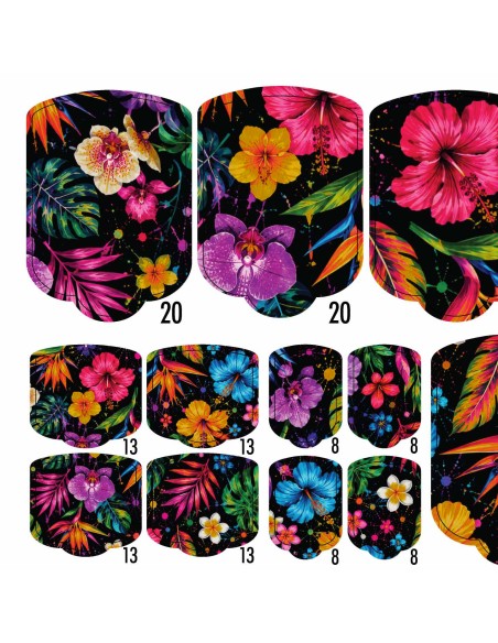 PEDI WRAPS ESTIVAL E-12 GELAXYO CU 38 DE WRAPURI, 26 DECORAȚIUNI, PILĂ, BEȚIȘOR ȘI MINIRIGLĂ INCLUSE - Un paradis tropical nocturn, unde culorile intense strălucesc spectaculos