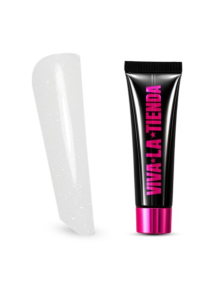 Polygel Viva La Tienda – MACARONS 01 15ml Milk – alb cu sclipici extrafin, aderență puternică