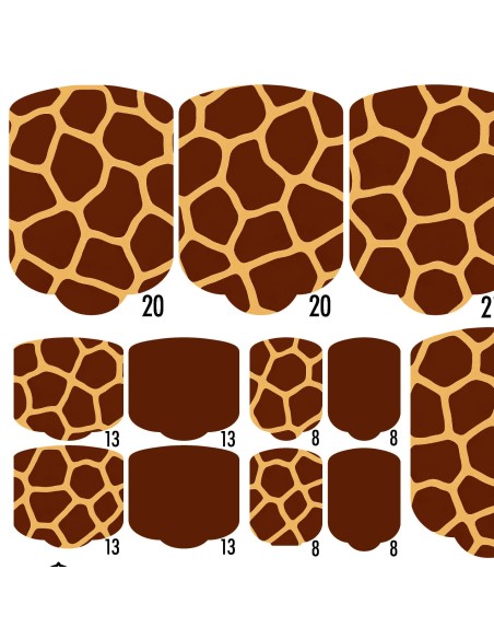 PEDI WRAPS ANIMAL COUTURE AC-11 GELAXYO CU 38 DE WRAPURI, 26 DECORAȚIUNI, PILĂ, BEȚIȘOR ȘI MINIRIGLĂ INCLUSE - Pattern inspirat de eleganța blănii de girafă, în tonuri calde de caramel și bej