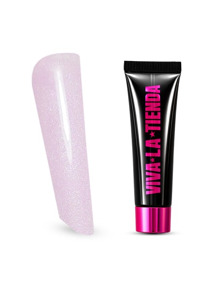 Polygel Viva La Tienda – MACARONS 10 15ml Petal – roz cu sclipici extrafin, aderență puternică
