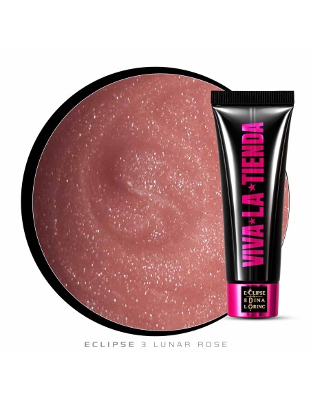Polygel Viva La Tienda – Eclipse 03 Lunar Rose 30ml by Edina Lörinc – roz cu sclipici fin argintiu, aderență puternică, pentru manichiuri de mireasă și ocazii elegante