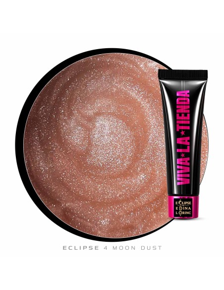 Polygel Viva La Tienda – Eclipse 04 Moon Dust 15ml – nude cu sclipici fin argintiu, aderență puternică, pentru manichiuri de mireasă și ocazii elegante