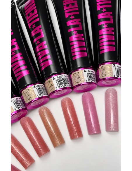 Polygel Viva La Tienda – Eclipse 05 Total Eclipse 30ml by Edina Lörinc – nude cu sclipici fin argintiu, aderență puternică, pentru manichiuri de mireasă și ocazii elegante