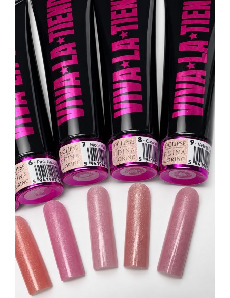 Polygel Viva La Tienda – Eclipse 07 Moon Veil 15ml by Edina Lörinc – roz cu sclipici fin argintiu, aderență puternică, pentru manichiuri de mireasă și ocazii elegante