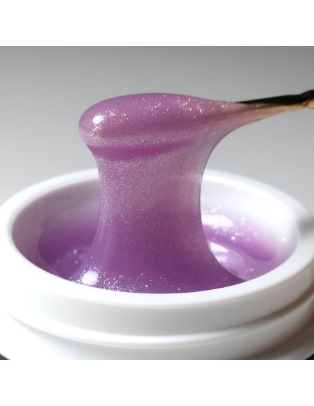 Builder Gel Viva La Tienda – Diamond 03 Lilac 15ml – lila sidefat cu sclipici fin argintiu, autonivelant, pentru manichiuri artistice cu efect strălucitor