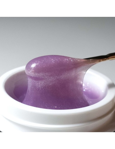 Builder Gel Viva La Tienda – Diamond 03 Lilac 30ml – lila sidefat cu sclipici fin argintiu, autonivelant, pentru manichiuri artistice cu efect strălucitor