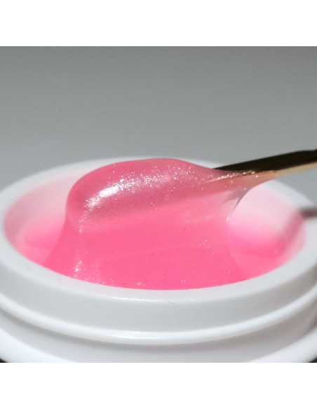 Builder Gel Viva La Tienda – Diamond 04 Blush 30ml – roz sidefat cu sclipici fin argintiu, autonivelant, pentru manichiuri artistice cu efect strălucitor