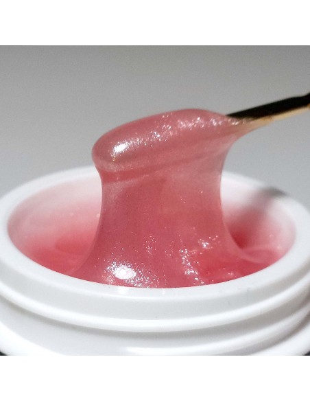Builder Gel Viva La Tienda – Diamond 06 Rose 15ml – nude-rose sidefat cu sclipici fin argintiu, autonivelant, pentru manichiuri artistice cu efect strălucitor