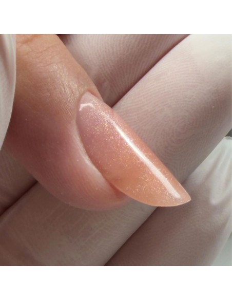 Polygel Viva La Tienda – Eclipse 04 Moon Dust 30ml by Edina Lörinc – nude cu sclipici fin argintiu, aderență puternică, pentru manichiuri de mireasă și ocazii elegante