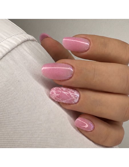 Polygel Viva La Tienda – Eclipse 06 Pink Nebula 30ml by Edina Lörinc – roz cu sclipici fin argintiu, aderență puternică, pentru manichiuri de mireasă și ocazii elegante