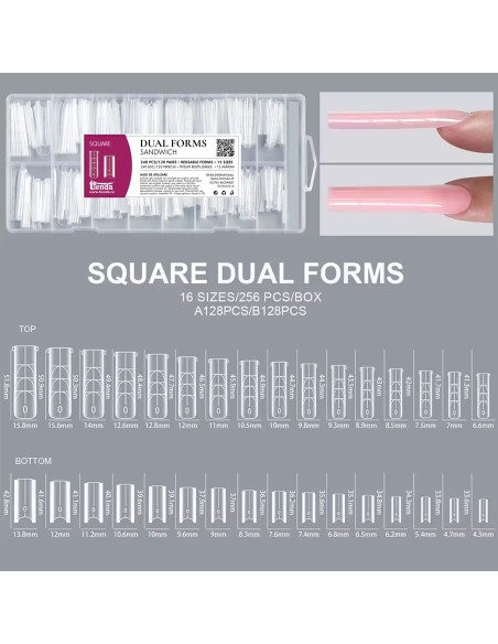 Dual Forms Sandwich Square set 240 buc, 15 mărimi tipsuri reutilizabile
