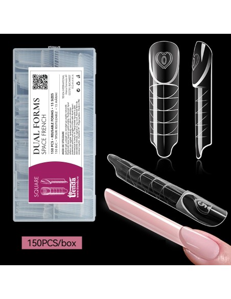 DUAL FORMS TIPS - SPACE FRENCH SQUARE SET 150 BUC