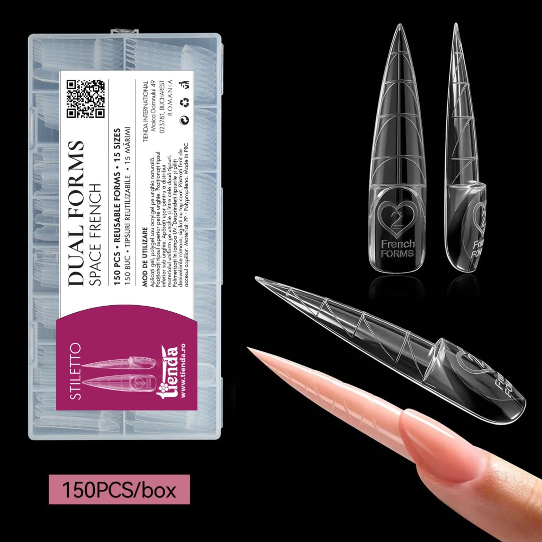 DUAL FORMS TIPS - SPACE FRENCH STILETTO SET 150