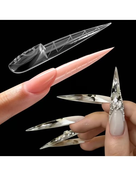 DUAL FORMS TIPS - SPACE FRENCH STILETTO SET 150 BUC 15 MĂRIMI REUTILIZABILE