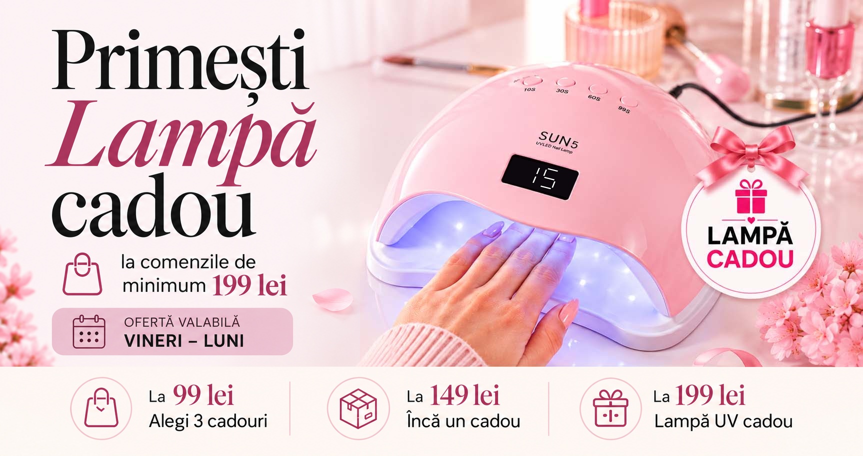 Lampă Sun5 cadou — ofertă de weekend