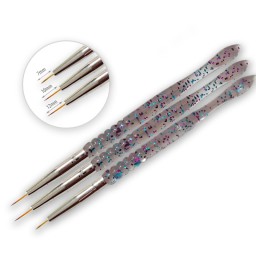 SET 3 PENSULE VĂRF SUBȚIRE MÂNER PLASTIC TRANSPARENT